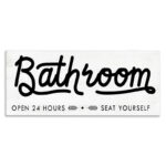 Seat Yourself Bathroom Sign Minimal Black White by Daphne Polselli - Graphic Art Print