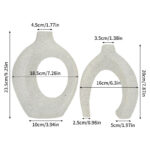 Set Of 2 White Vase Nordic Boho Unique Hollow Snuggle Vases Table Dried Flowers Donut Cut Out Vases - Image 4