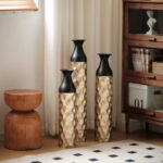 Set Of 3 Gorgeous Home Decoration Large Glazed Floor Metal Vases (24.8"/29"/33.8" H) - Image 2