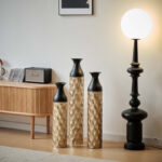 Set Of 3 Gorgeous Home Decoration Large Glazed Floor Metal Vases (24.8"/29"/33.8" H) - Image 3