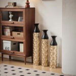 Set Of 3 Gorgeous Home Decoration Large Glazed Floor Metal Vases (24.8"/29"/33.8" H) - Image 6