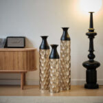 Set Of 3 Gorgeous Home Decoration Large Glazed Floor Metal Vases (24.8"/29"/33.8" H) - Image 7