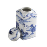 Shanquia 9.44" Handmade Blue White Chinoiserie Ceramic Ginger Jar/ Table Vase - Image 2