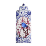 Sharease 17.72" Handmade Blue White Chinoiserie Ceramic Ginger Jar / Table Vase - Image 5