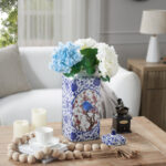 Sharease 17.72" Handmade Blue White Chinoiserie Ceramic Ginger Jar / Table Vase - Image 7