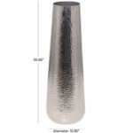 Silver Cedrial Aluminum Metal Tall Hammered Decorative Vase - Image 5