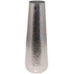 Silver Cedrial Aluminum Metal Tall Hammered Decorative Vase - Image 7