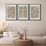 Simple Rustic Botanical Floral Vintage Wildflower Pictures Framed On Canvas 3 Pieces Print Wall Art - Image 6