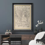 Sketch Church French Country Nature Landscape Illustrations Rustic Farmhouse Framed Print Wall Art - Image 8