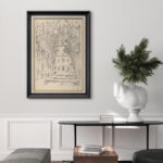 Sketch Church French Country Nature Landscape Illustrations Rustic Farmhouse Framed Print Wall Art