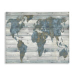Slate Planked Look Weathered World Map - Floater Frame Graphic Art