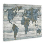 Slate Planked Look Weathered World Map - Floater Frame Graphic Art - Image 2