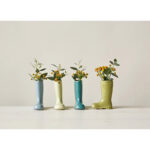 Small Stoneware Boot Vases with Distressed Finish (Set of 4)
