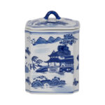 Stoneware Ceramic Chinoiserie Decorative Container with Lid - Image 2
