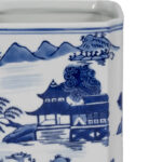 Stoneware Ceramic Chinoiserie Decorative Container with Lid - Image 3