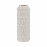 Stoneware Ceramic Vase with Textured Cylindrical Body and Geometric Detailing - Modern Decorative Accent Vase for Contemporary Interiors - Image 5