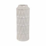 Stoneware Ceramic Vase with Textured Cylindrical Body and Geometric Detailing - Modern Decorative Accent Vase for Contemporary Interiors - Image 6