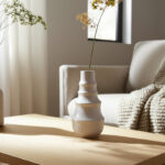 Stoneware Ceramic Vase with Tiered Sculptural Design - Modern Decorative Accent for Contemporary Home Decor and Floral Arrangements