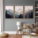 Sun Mountain Landscape Abstract Nature Forest Minimalist Pictures Framed Canvas Print Wall Art - Image 7