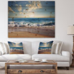 Sunrise Sea Sunset beach, Coastal canvas wall art, Beach wall art print