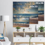 Sunrise Sea Sunset beach, Coastal canvas wall art, Beach wall art print - Image 3