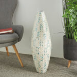 Tall Handmade Decorative Vase with Mother of Pearl Accents - Image 2