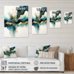 Teal And Gold Abstract Expression III - Abstract Liquid Ink Wall Art - Image 3