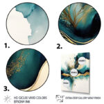 Teal And Gold Abstract Expression III - Abstract Liquid Ink Wall Art - Image 4