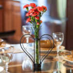 Thornaby Heart Shaped Iron and Glass Cylinder Table Vase