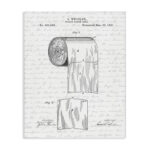 Toilet Paper Roll Patent Black And White Bathroom Design - Graphic Art Print