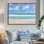 Tranquil Beach under White Clouds - Sea & Shore Wall Decor