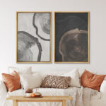 Tree Ring " Wood Tree Rings Abstract Minimalist Modern Wall Art Neutral Boho Decor " 2 - Pieces - Image 7