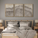 Tree Ring Rustic Oak Wood Farmhouse Decor Neutral Modern Organic Framed Canvas 3 Piece Print Art - Image 4