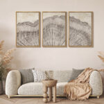 Tree Ring Rustic Oak Wood Farmhouse Decor Neutral Modern Organic Framed Canvas 3 Piece Print Art - Image 8