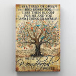 Tree What A Wonderful World Lyrics - 1 Piece Recta " Tree What A Wonderful World Lyrics - 1 Piece Rectangle Graphic Art Print On Wrapped Canvas "
