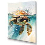 Turtle With Glasses In The Ocean III - Turtle Wall Art - Image 2