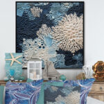 Under Water Blue And White Corals Collage - Coastal Wall Art