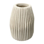 Vase Wood Grooved Carved Texture 8.5" White Decorative Accent for Home Office Bedroom Living Room