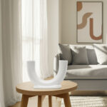 Vases Stoneware Ceramic Sculptural Arch Tube Form Modern Single Decorative Accent Vase Contemporary Curved Ceramic Stoneware Vessel for Floral Display Abstract U-Shape Statement Vase Decor - Image 2