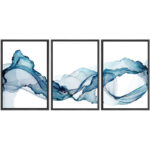 Vibrant Pastel Smoke Waves Abstract Landscape Minimalist Wall Art Set Framed Canvas 3 Pieces Print - Image 4