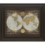 Vintage Globe Wall Art - 22" x 26" - Dark Chocolate Frame - Image 6