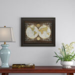 Vintage Globe Wall Art - 22" x 26" - Dark Chocolate Frame - Image 3