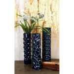 Vogelsang Ceramic Decorative Dark Blue Vase with Varying Patterns Set