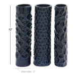 Vogelsang Ceramic Decorative Dark Blue Vase with Varying Patterns Set - Image 4