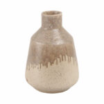 Warm Rustic Ceramic Table Vase for Home Decor, Decorative Flower Vase with Glazed Finish and Timeless Shape, Perfect for Displaying Fresh or Faux Floral Arrangements in Any Room - Tan & Cream - Image 2