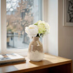 Warm Rustic Ceramic Table Vase for Home Decor, Decorative Flower Vase with Glazed Finish and Timeless Shape, Perfect for Displaying Fresh or Faux Floral Arrangements in Any Room - Tan & Cream