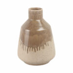 Warm Rustic Ceramic Table Vase for Home Decor, Decorative Flower Vase with Glazed Finish and Timeless Shape, Perfect for Displaying Fresh or Faux Floral Arrangements in Any Room - Tan & Cream - Image 7