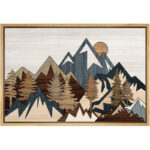 Western Wood Effect Landscape 3D Illusion Mountain Rustic Pictures Framed Canvas Print Wall Art - Image 7