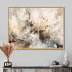 White And Grey Geometric Depths I - Abstract Geometric Canvas Print Wall Art - Minimalism Wall art Print