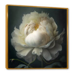 White Blossoming Peony On Black I - Peony Wall Art